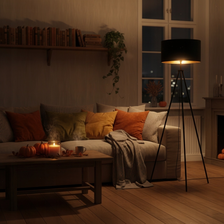 Lampa stojąca 1xE27/40W/230V czarna