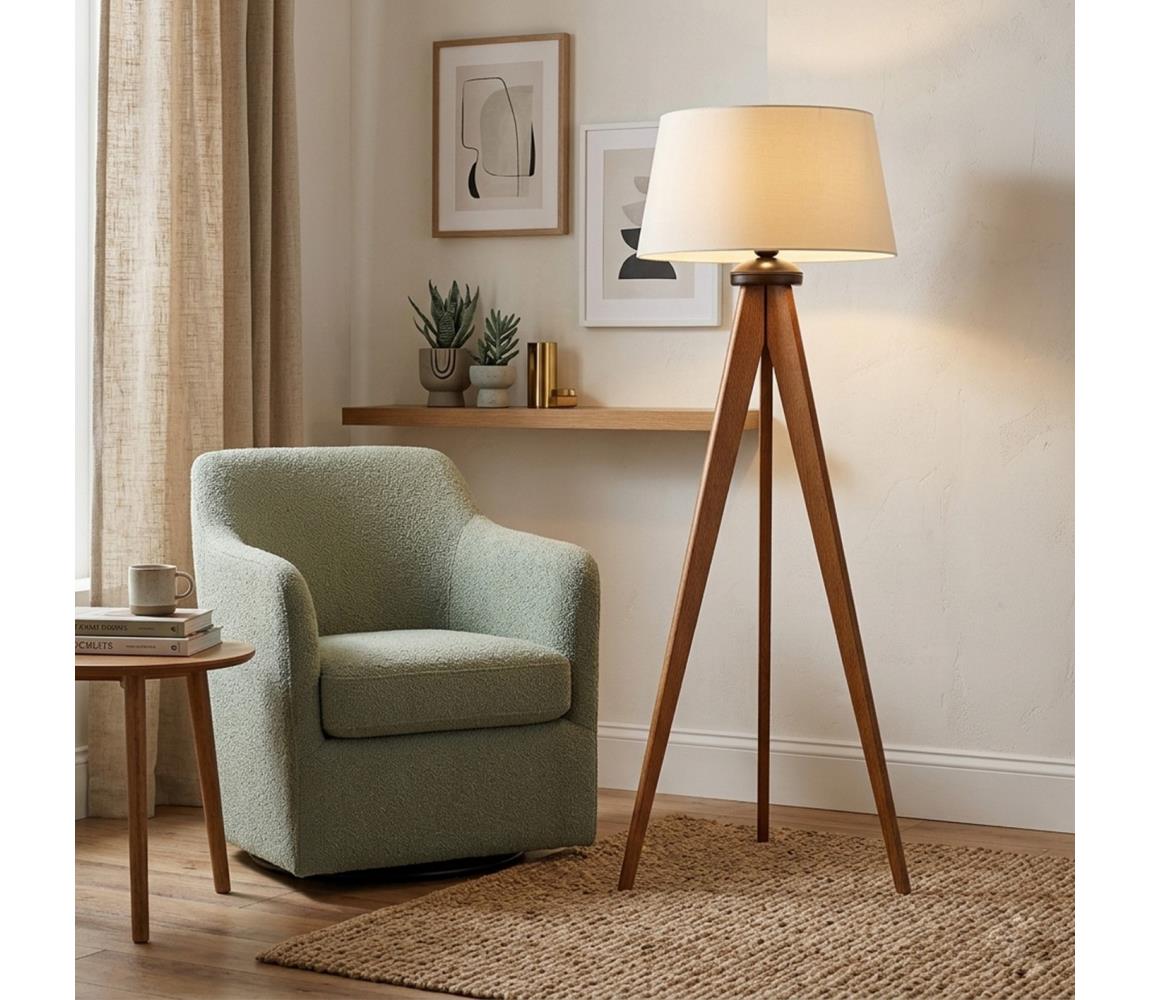 Lampa stojąca AIDA 1xE27/15W/230V dąb/kremowa