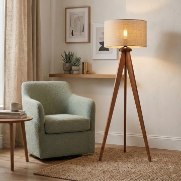 Lampa stojąca AIDA 1xE27/15W/230V dąb/rafia