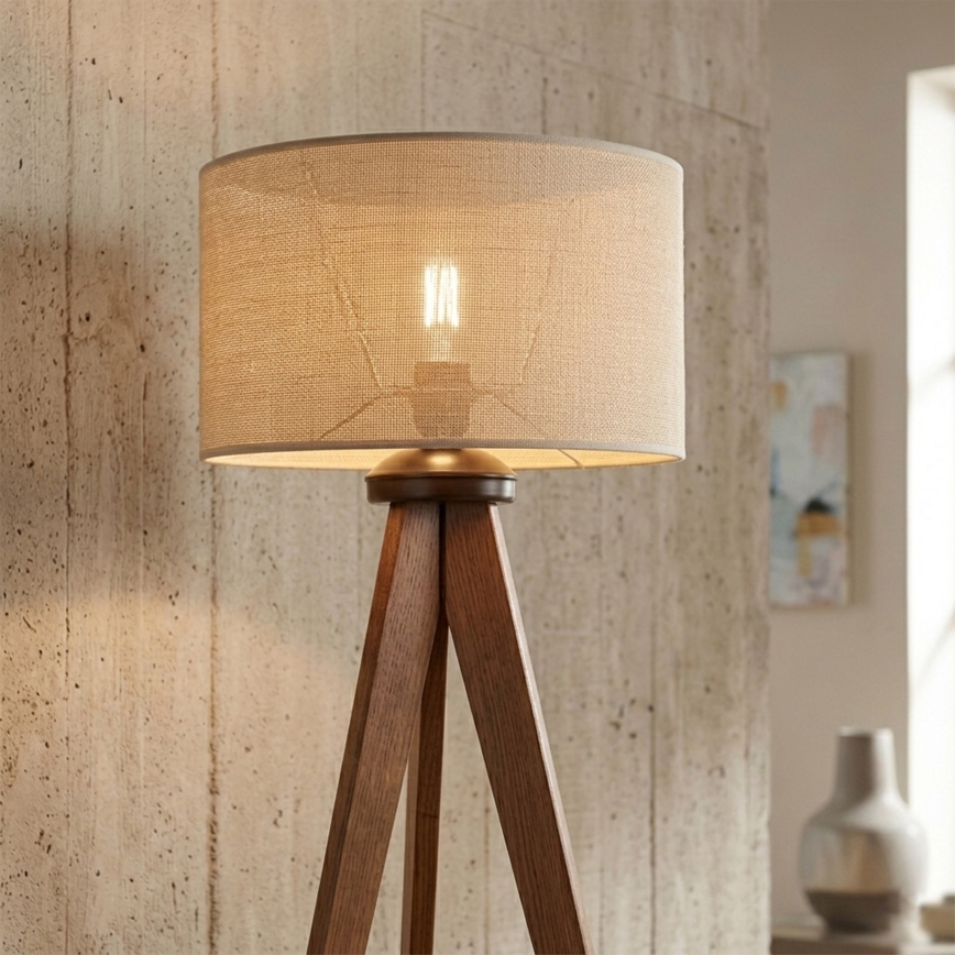 Lampa stojąca AIDA 1xE27/15W/230V dąb/rafia