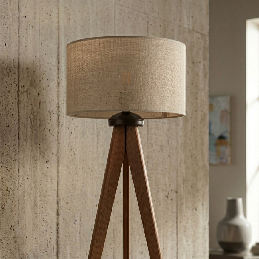 Lampa stojąca AIDA 1xE27/15W/230V dąb/rafia