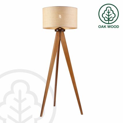 Lampa stojąca AIDA 1xE27/15W/230V dąb/rafia