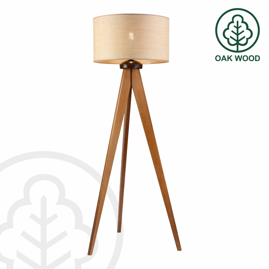 Lampa stojąca AIDA 1xE27/15W/230V dąb/rafia