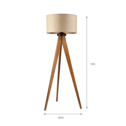 Lampa stojąca AIDA 1xE27/15W/230V dąb/rafia