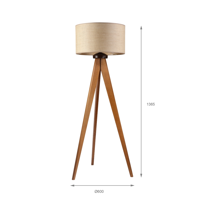 Lampa stojąca AIDA 1xE27/15W/230V dąb/rafia
