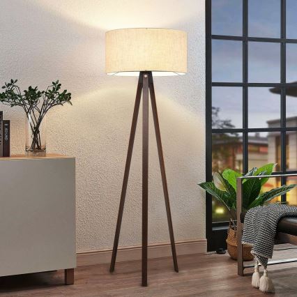 Lampa stojąca AYD 1xE27/40W/230V beżowa/brązowa