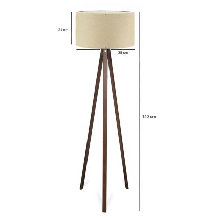 Lampa stojąca AYD 1xE27/40W/230V beżowa/brązowa