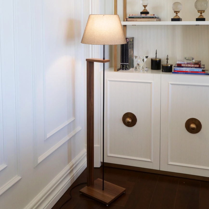 Lampa stojąca AYD 1xE27/40W/230V beżowa/brązowa