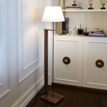 Lampa stojąca AYD 1xE27/40W/230V biała/brązowa