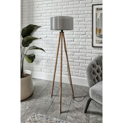 Lampa stojąca AYD 1xE27/40W/230V brązowa/szara