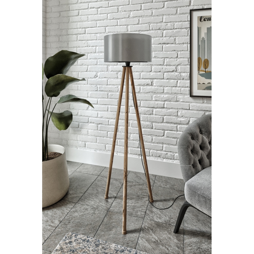 Lampa stojąca AYD 1xE27/40W/230V brązowa/szara
