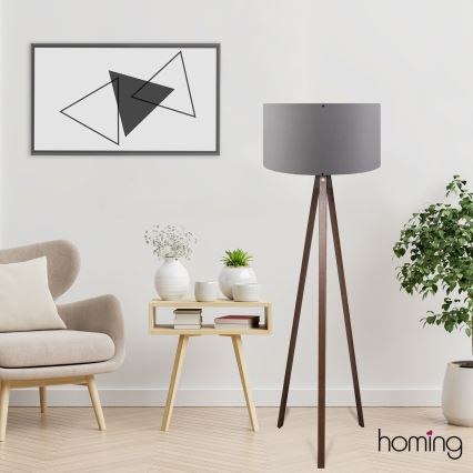 Lampa stojąca AYD 1xE27/40W/230V brązowa/szara