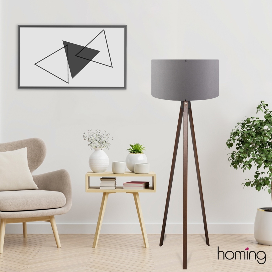 Lampa stojąca AYD 1xE27/40W/230V brązowa/szara