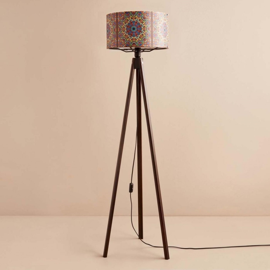 Lampa stojąca AYD 1xE27/40W/230V brązowa/wielobarwna