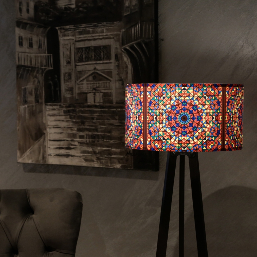 Lampa stojąca AYD 1xE27/40W/230V brązowa/wielobarwna