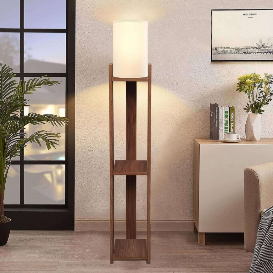 Lampa stojąca AYD 1xE27/40W/230V brązowo-kremowa
