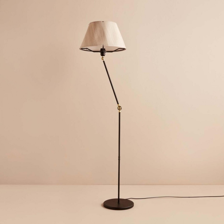 Lampa stojąca AYD 1xE27/40W/230V czarna/beżowa