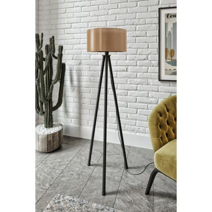 Lampa stojąca AYD 1xE27/40W/230V czarna/brązowa