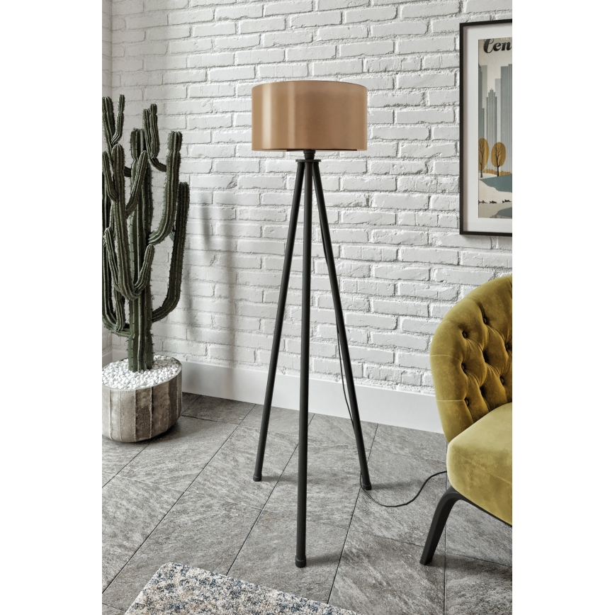 Lampa stojąca AYD 1xE27/40W/230V czarna/brązowa