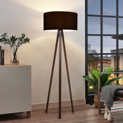 Lampa stojąca AYD 1xE27/40W/230V czarna/brązowa