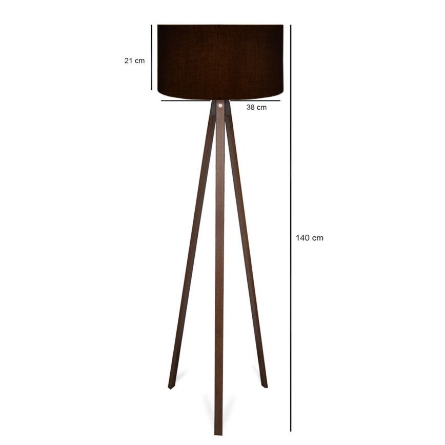 Lampa stojąca AYD 1xE27/40W/230V czarna/brązowa