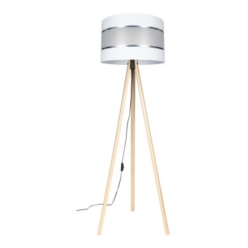 Lampa stojąca CORAL 1xE27/60W/230V beżowa/biała/matowy chrom