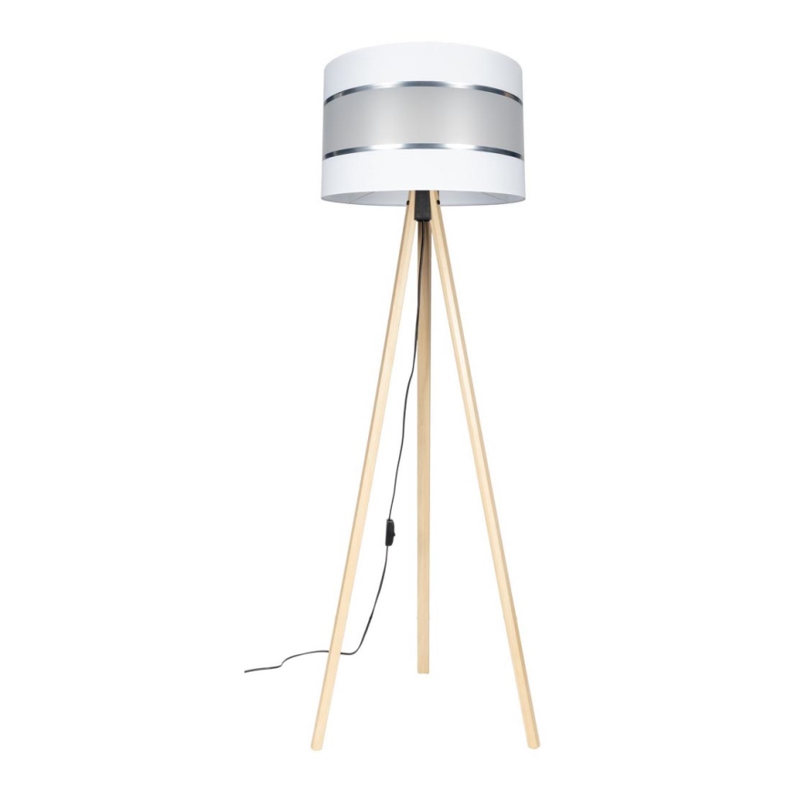 Lampa stojąca CORAL 1xE27/60W/230V beżowa/biała/matowy chrom