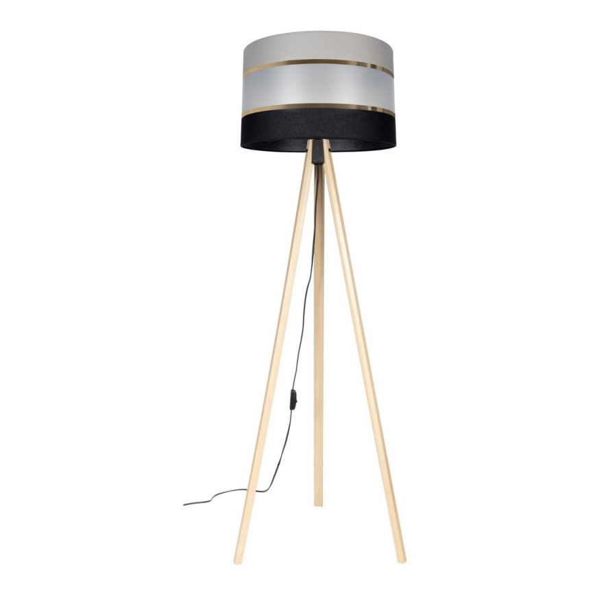Lampa stojąca CORAL 1xE27/60W/230V beżowa/czarna/szara/złota
