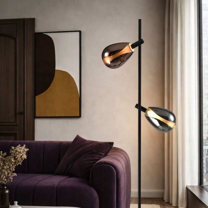 Lampa stojąca DENSO 2xG9/5W/230V czarny chrom/miedziany