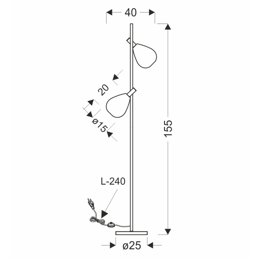 Lampa stojąca DENSO 2xG9/5W/230V czarny chrom/miedziany