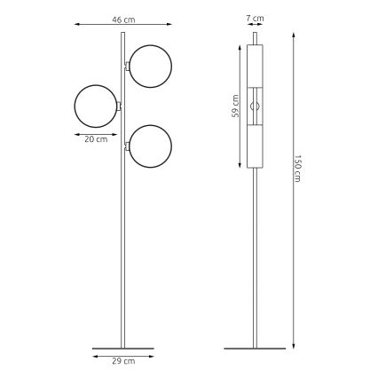 Lampa stojąca DRUMZ 3xE14/10W/230V czarna