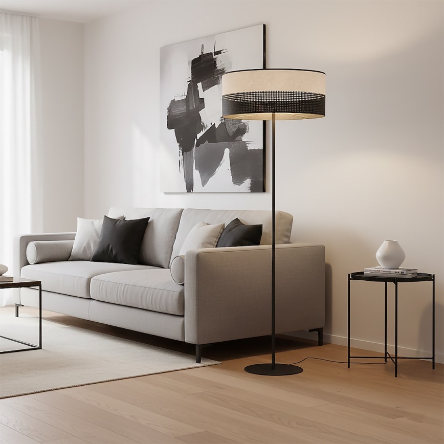 Lampa stojąca KARBON, 1x E27, 15 W, 230 V — czarna/szara