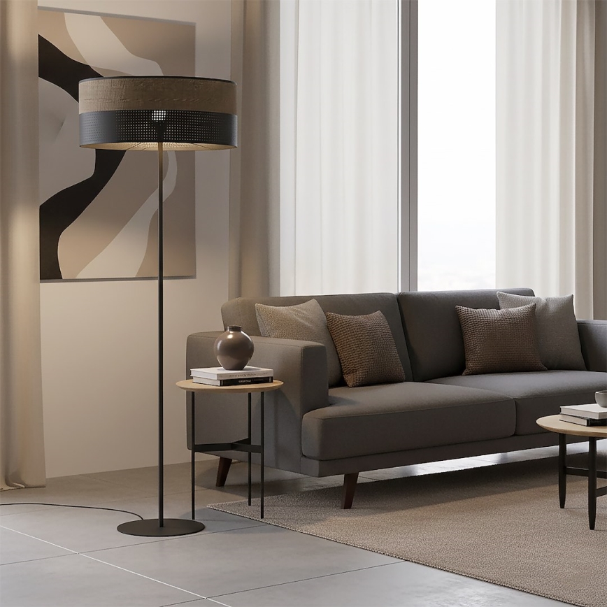 Lampa stojąca KARBON 1xE27/15W/230V czarna/brązowa