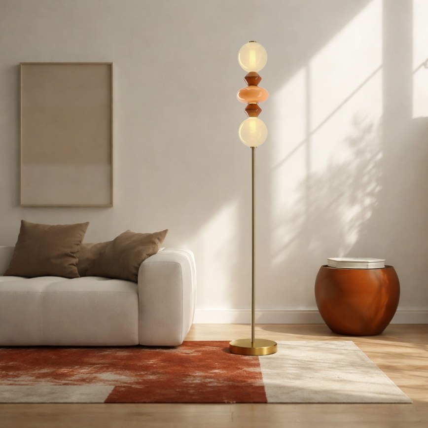 Lampa stojąca LED FLORES LED/15W/230V złota/pomarańczowa/brązowa