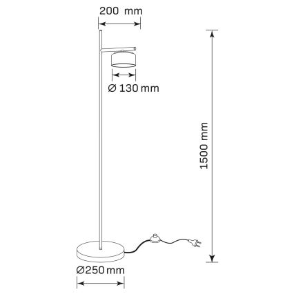 Lampa stojąca LED OFELIA 1xGX53/6W/230V czarna/przydymiona