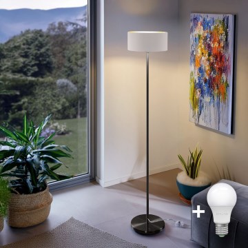 Lampa stojąca LED TUNJA 1xE27/20W/230V, śr. 30 cm, czarna/biała