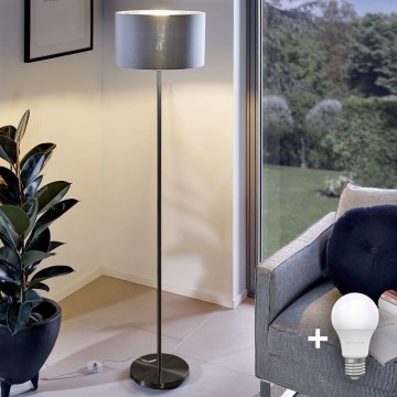Lampa stojąca LED TUNJA 1xE27/20W/230V śr. 30 cm czarna/szara