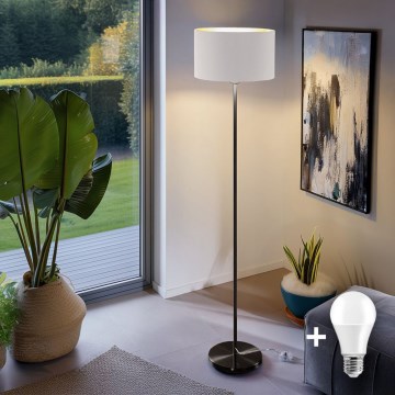 Lampa stojąca LED TUNJA 1xE27/20W/230V śr. 38 cm czarna/biała