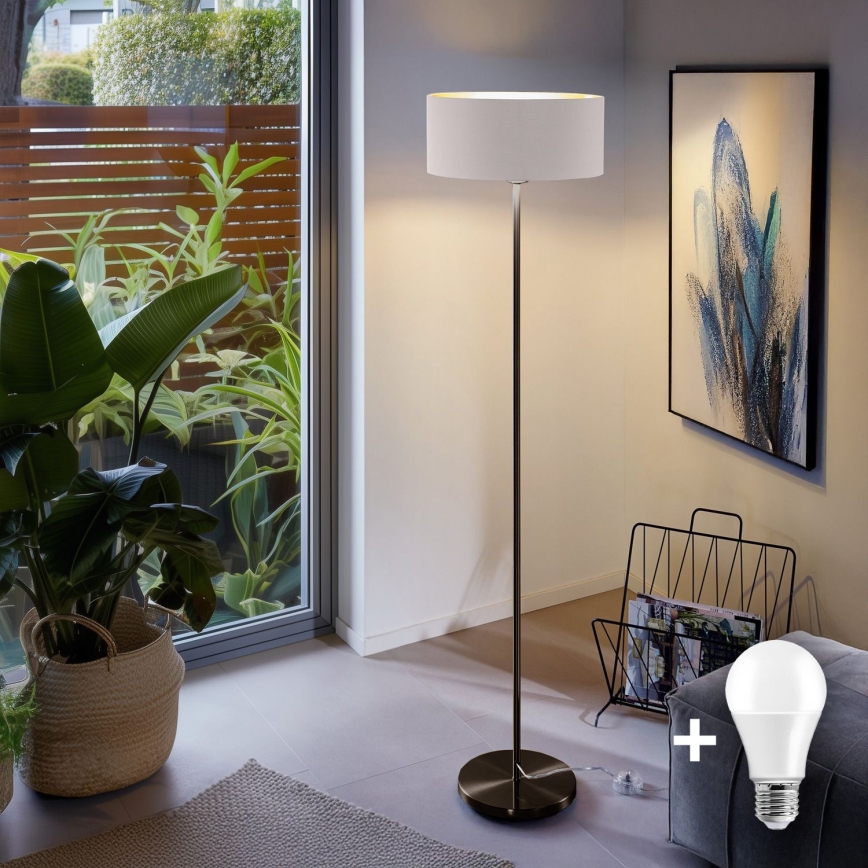 Lampa stojąca LED TUNJA 1xE27/20W/230V śr. 38 cm czarna/biała