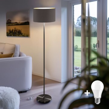 Lampa stojąca LED TUNJA 1xE27/20W/230V śr. 38 cm czarna/brązowa