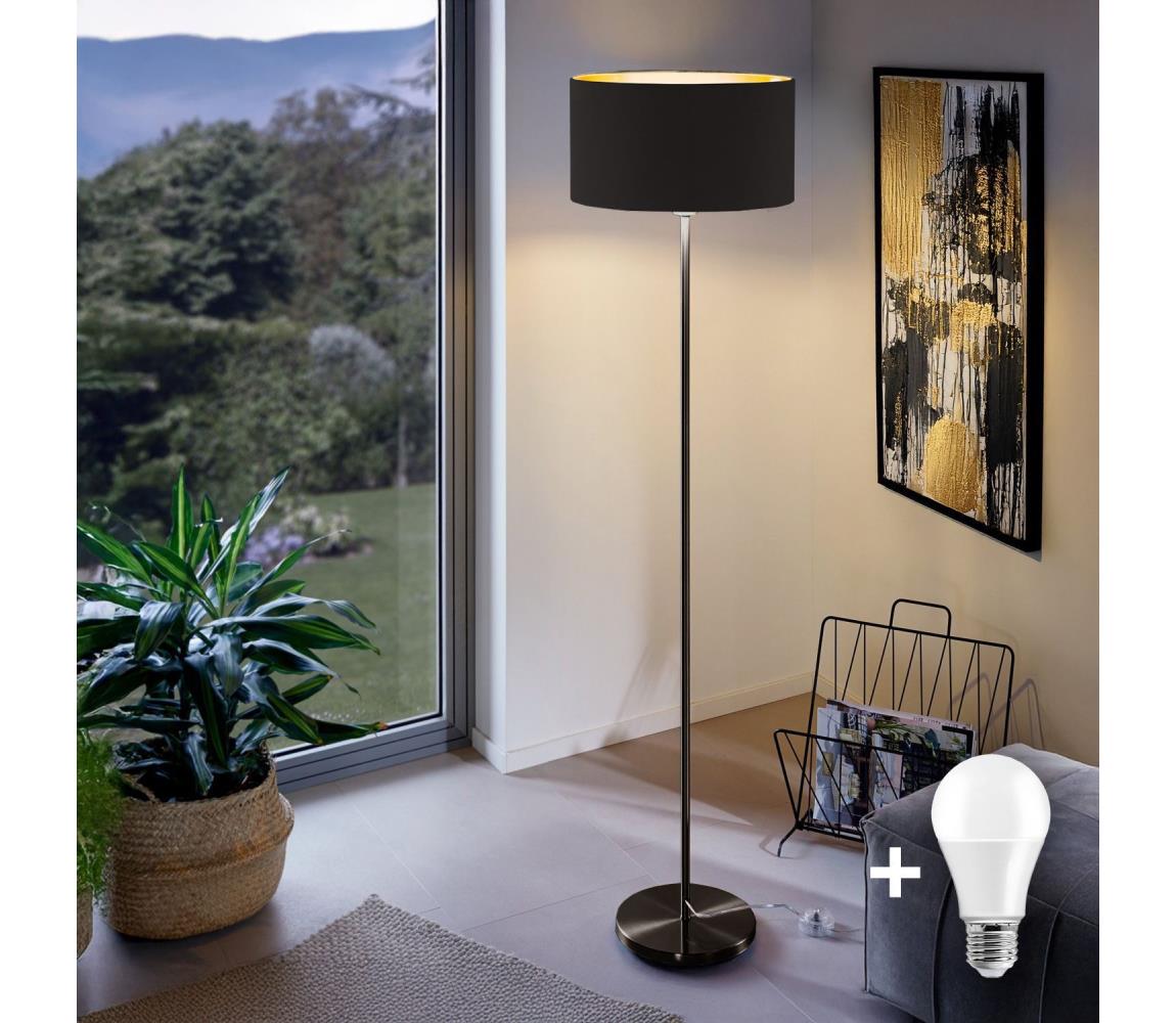 Lampa stojąca LED TUNJA 1xE27/20W/230V śr. 38 cm czarna