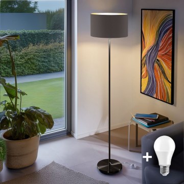 Lampa stojąca LED TUNJA 1xE27/20W/230V śr. 38 cm czarna/taupe