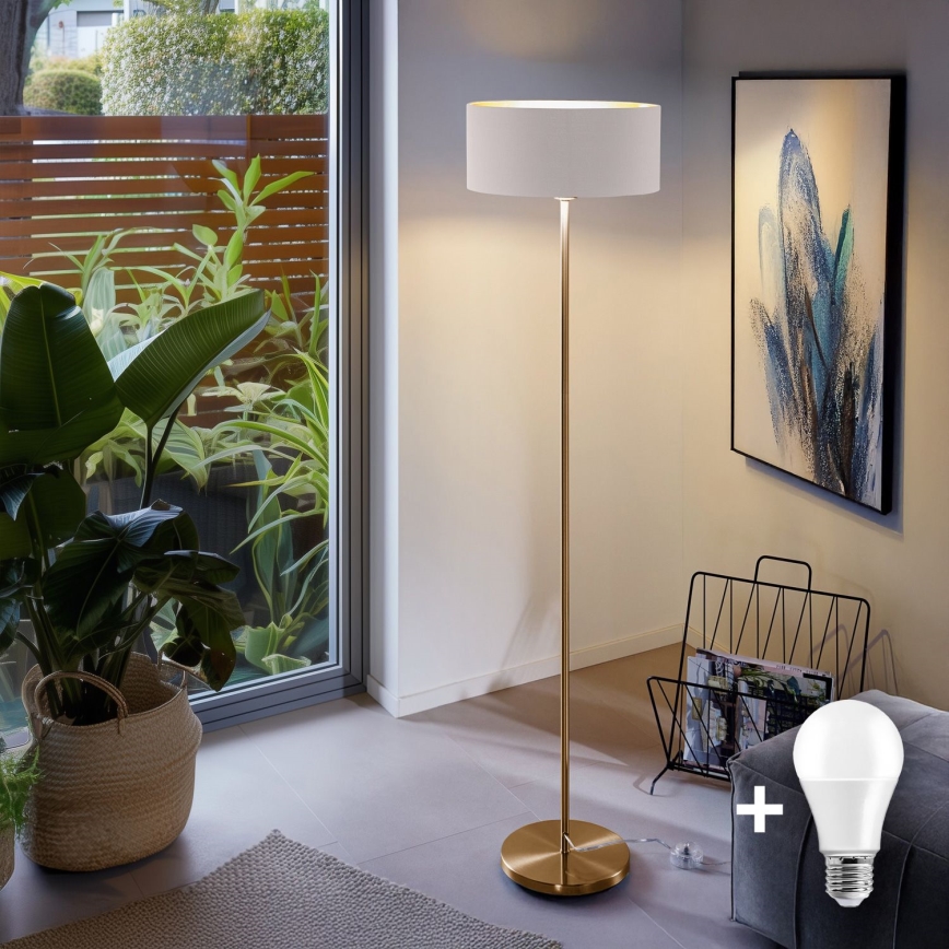 Lampa stojąca LED TUNJA 1xE27/20W/230V śr. 38 cm złota/biała