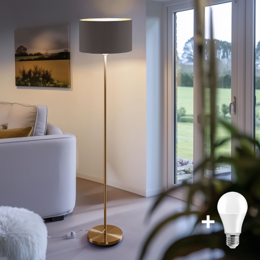 Lampa stojąca LED TUNJA 1xE27/20W/230V śr. 38 cm złota/brązowa