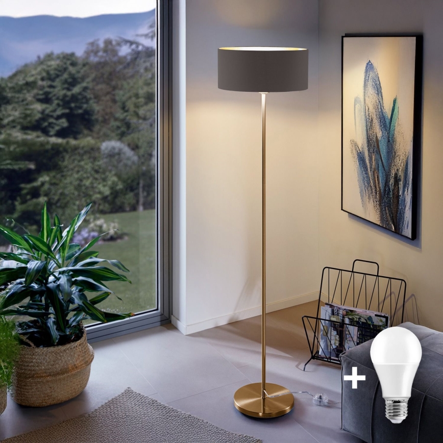 Lampa stojąca LED TUNJA 1xE27/20W/230V śr. 38 cm złota/brązowa