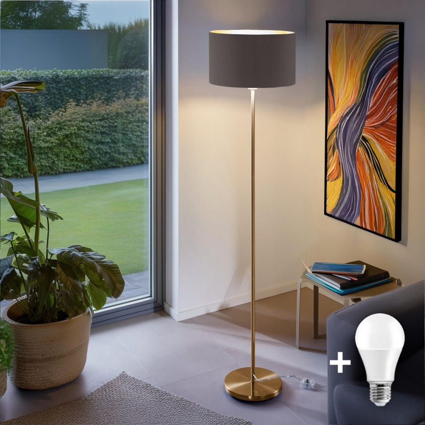 Lampa stojąca LED TUNJA 1xE27/20W/230V śr. 38 cm złota/taupe