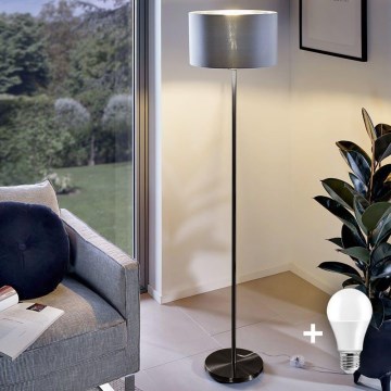 Lampa stojąca LED TUNJA 1xE27/20W/230V średnica 38 cm czarna/szara