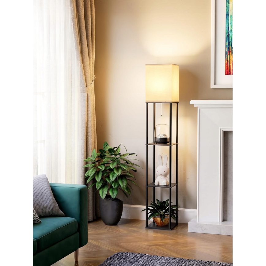 Lampa stojąca z półkami 1xE27/40W/230V 160 cm czarna/biała