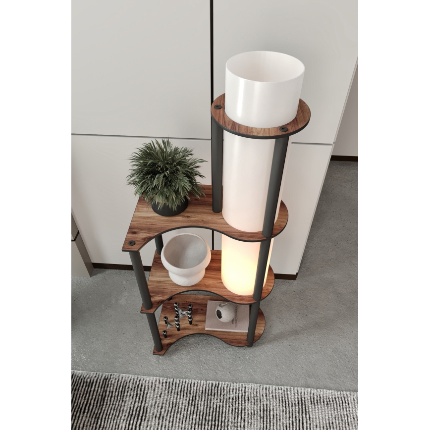 Lampa stojąca z półkami NOTO 1xE27/40W/230V brązowa/czarna