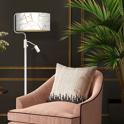 Lampa stojąca ZIGGY 1xE27/40W/230V + 1xGU10/MR11/7W biała/złota